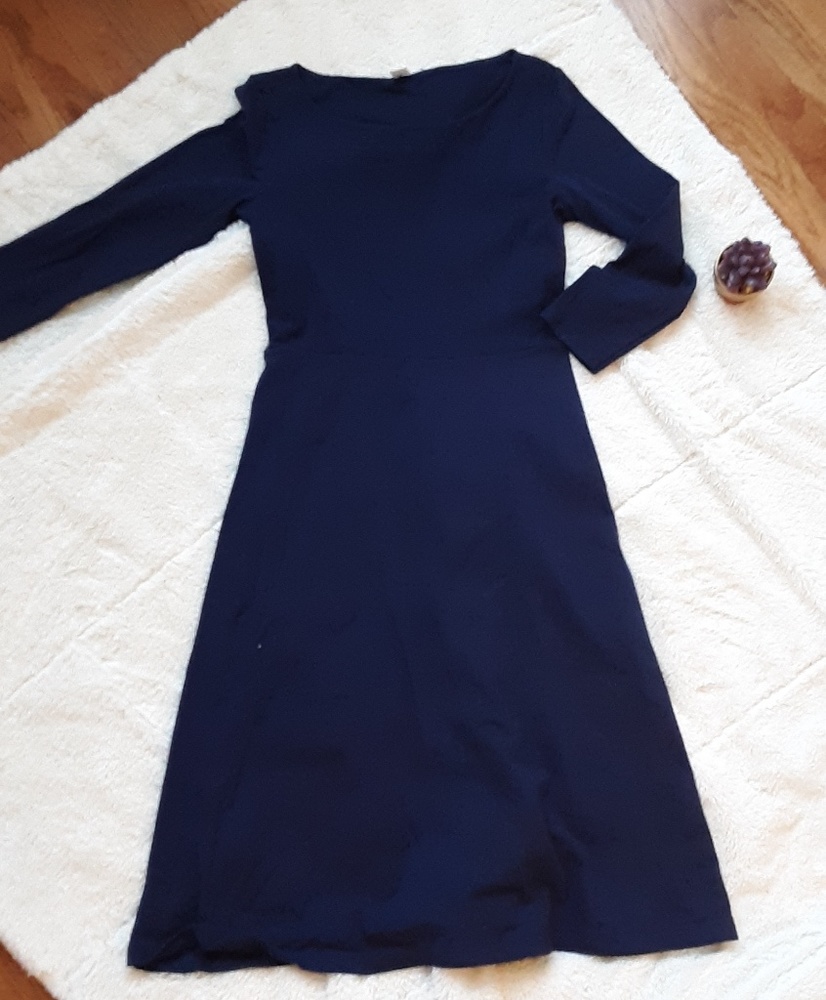 Blue cotton long sleeve navy dress
